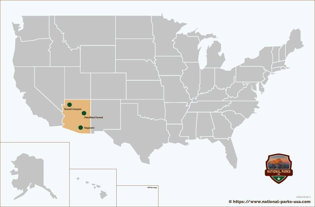 National Parks Arizona Map