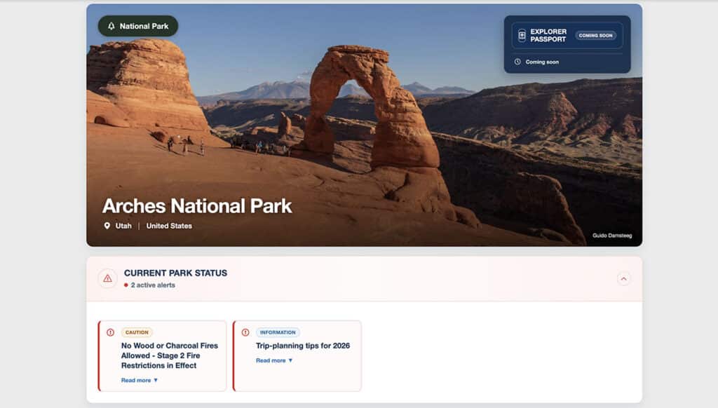 Arches National Park Place View in the National Parks Explorer